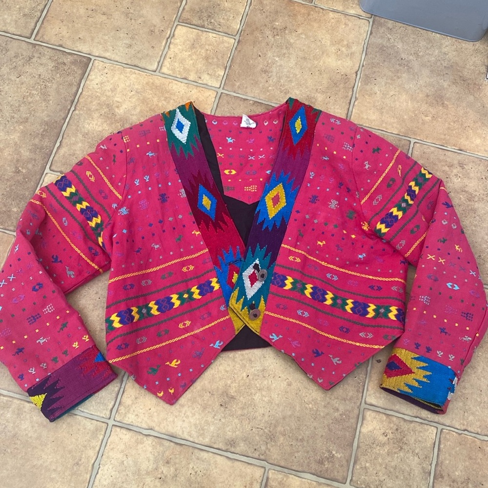 Cropped embroidered Guatemalan jacket